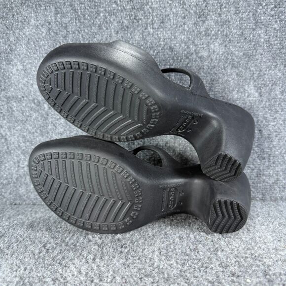 Crocs Sandals Womens 10 Cyprus Heels Black Slip On Open Toe Casual Beach Shoes - Picture 9 of 11